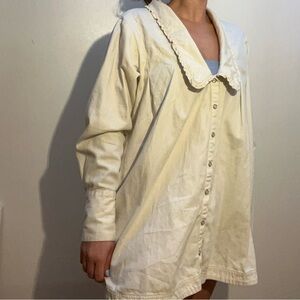 Free People Ivory Textured Blouse